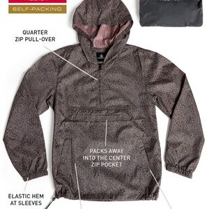 Volcom Brown Leopard Print Quarter-Zip Packable Pullover